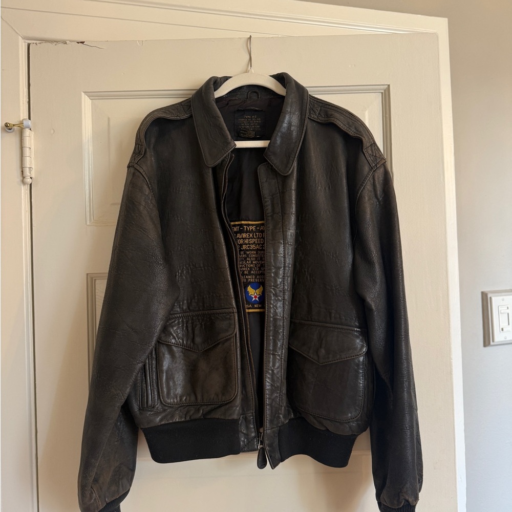 Men's Black vintage aviator Leather Jacket